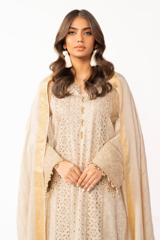 3 Pc Embroidered Viscose Suit With Tarkishi Shawl