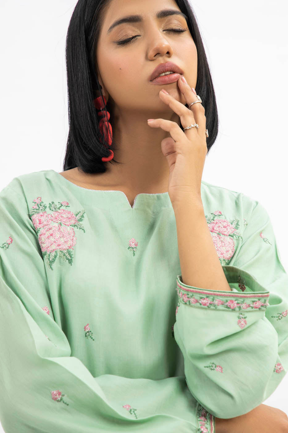 Dyed Cotton Satin Kurti