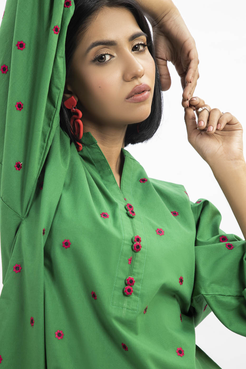 Dyed Embroidered Kurti