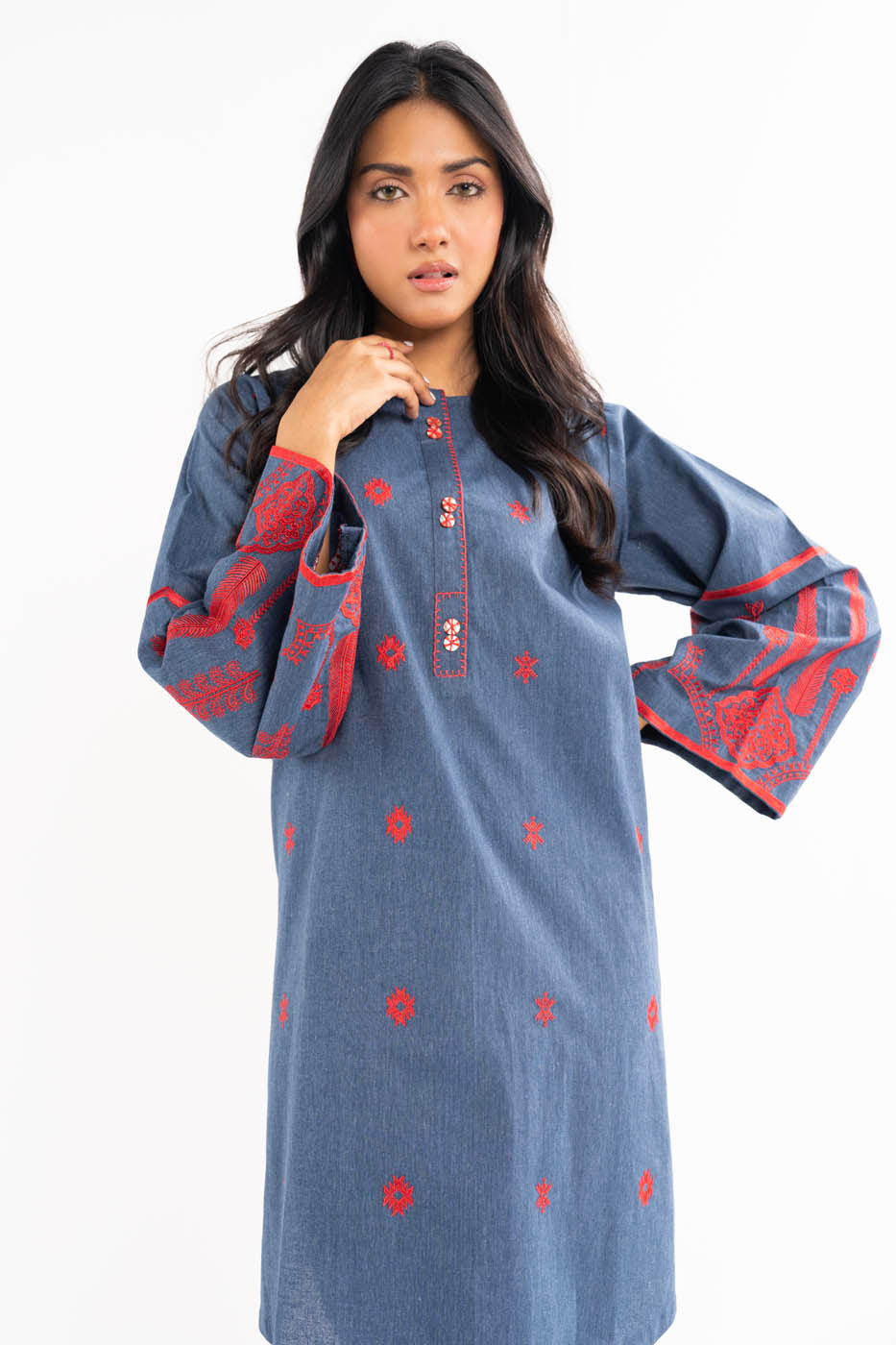 Dyed Embroidered Karandi Kurti