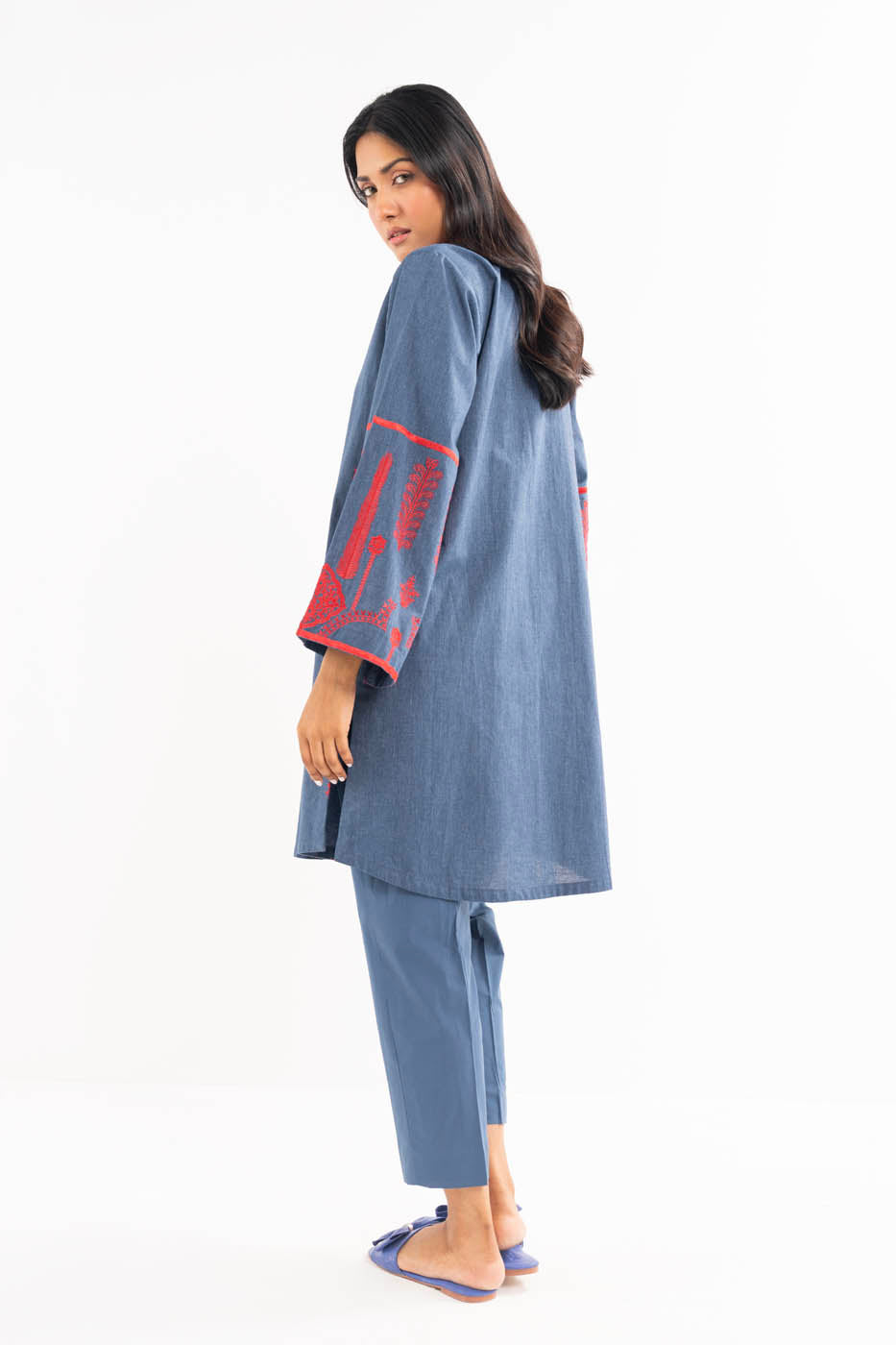 Dyed Embroidered Karandi Kurti