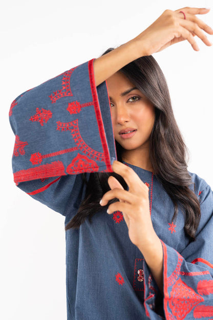 Dyed Embroidered Karandi Kurti