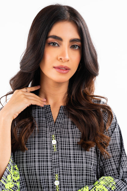 Dyed Embroidered Dobby Kurti