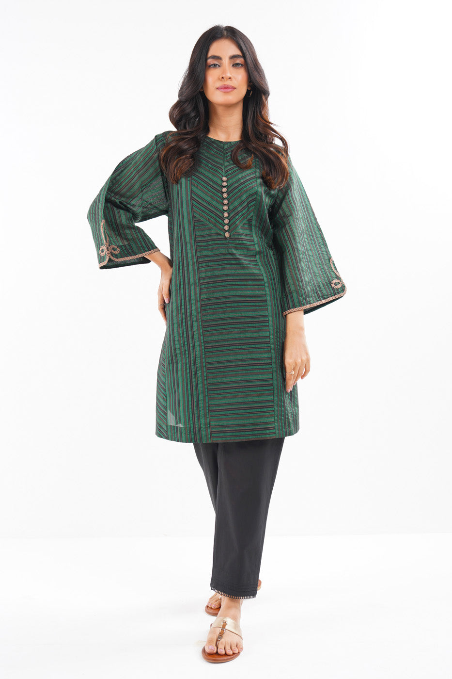 Dyed Embroidered Dobby Kurti