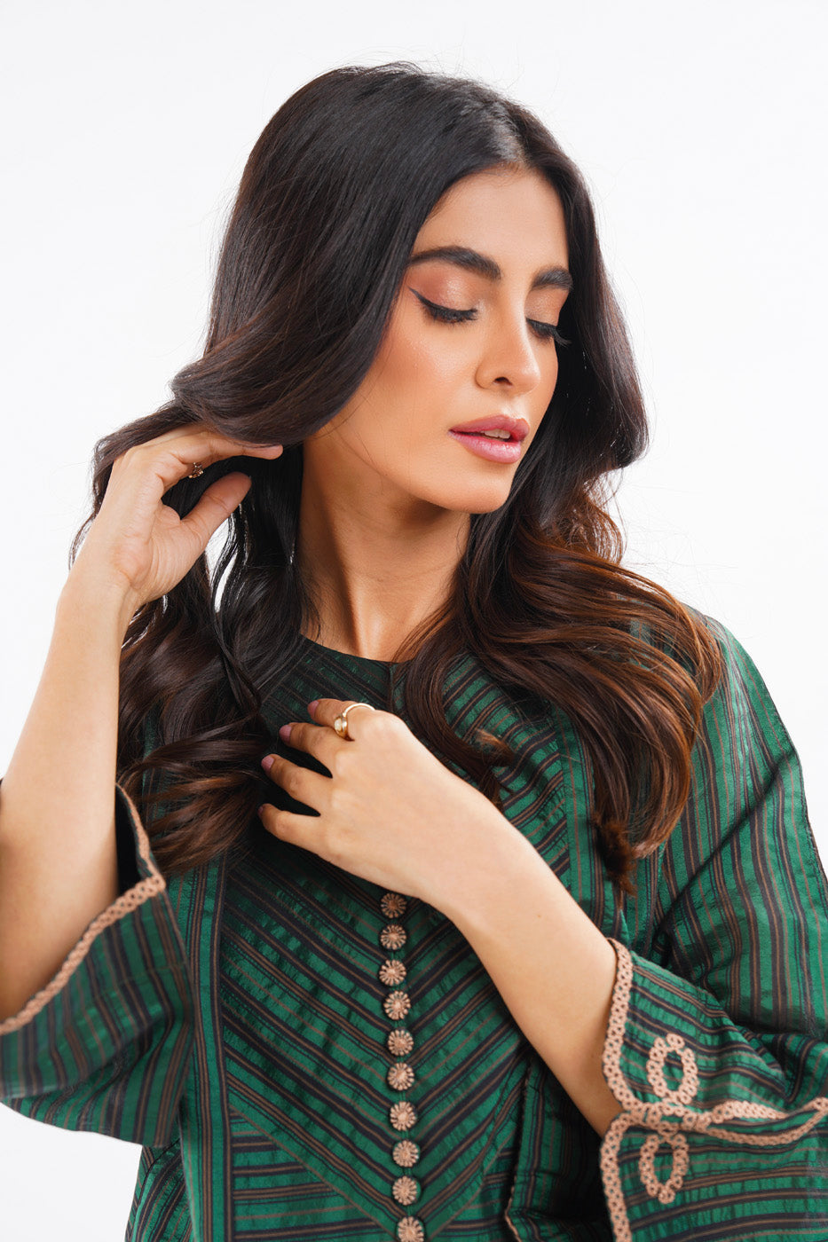 Dyed Embroidered Dobby Kurti