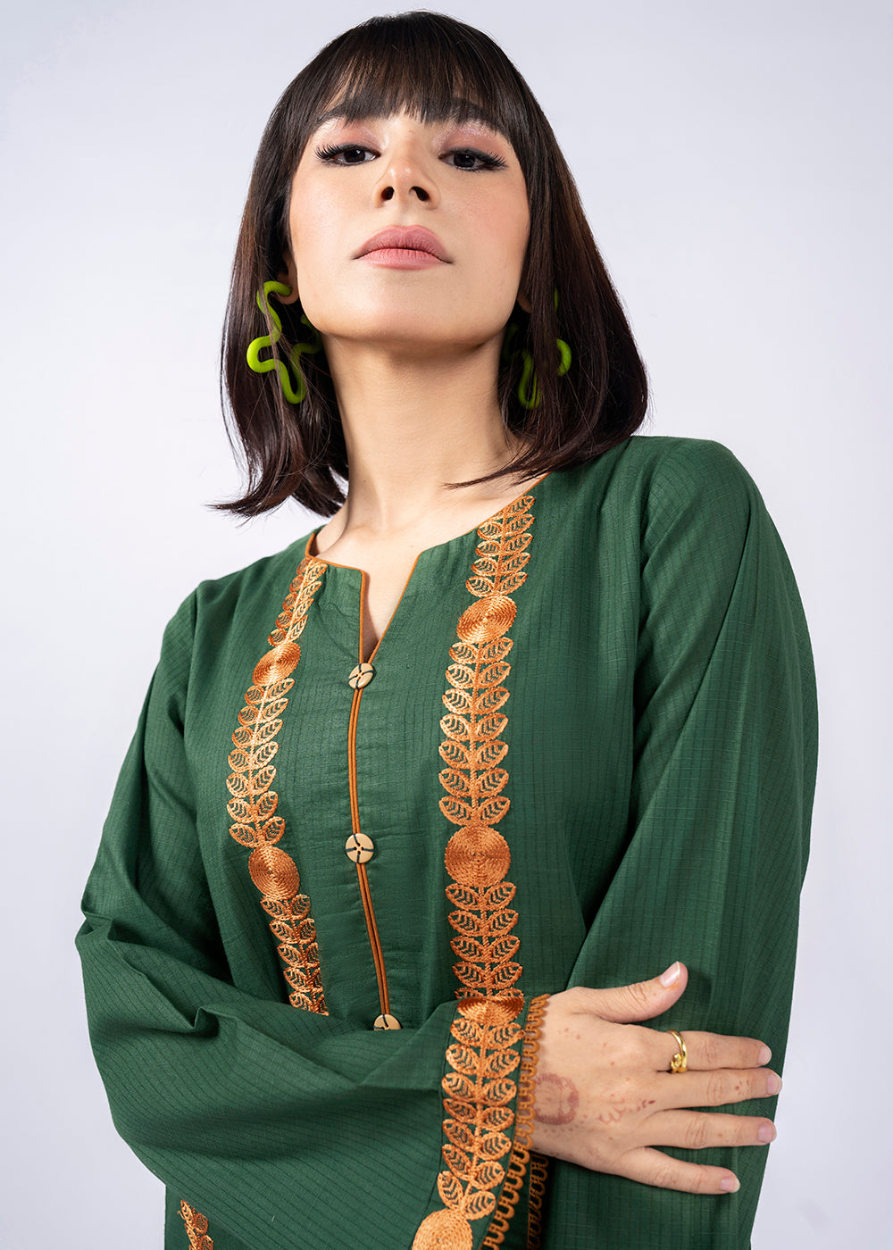 Dyed Embroidered Lawn Kurti
