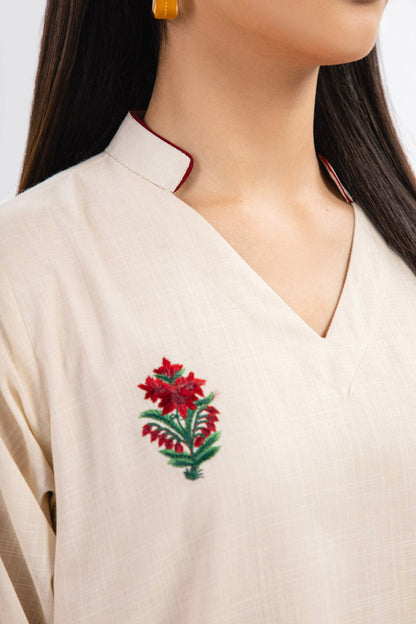 Embroidered Slub Lawn Kurti