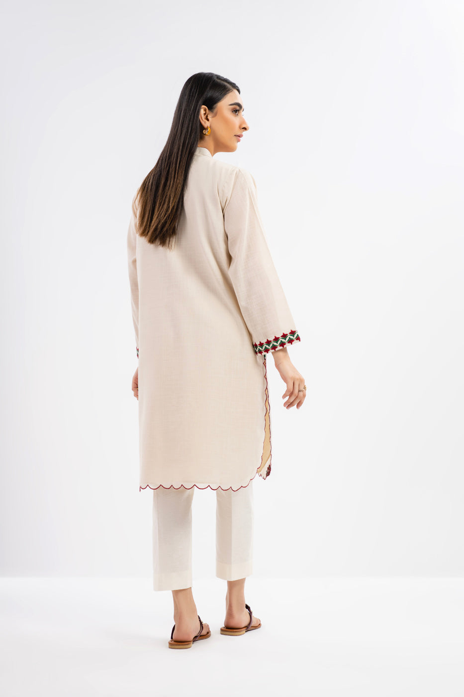 Embroidered Slub Lawn Kurti