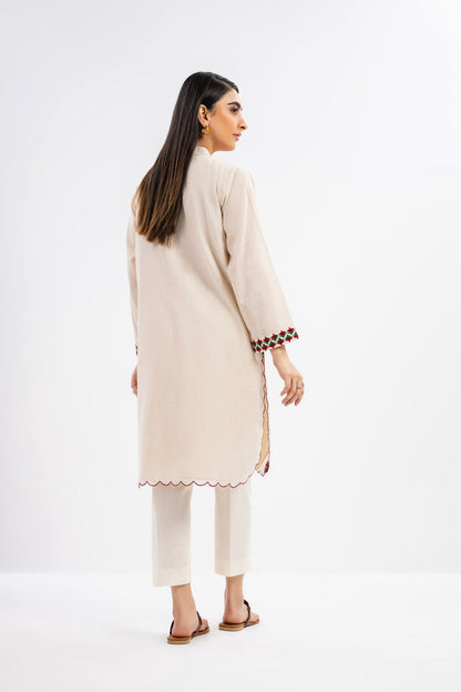 Embroidered Slub Lawn Kurti
