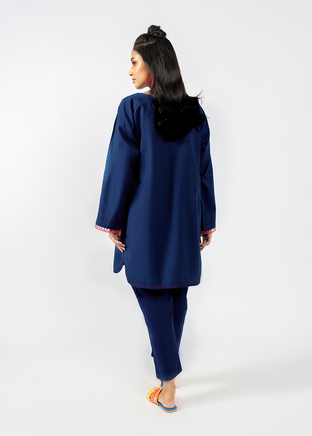 Dyed Embroidered Dobby Kurti