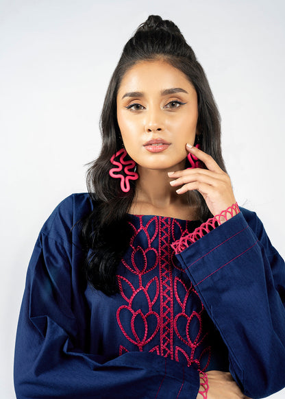 Dyed Embroidered Dobby Kurti