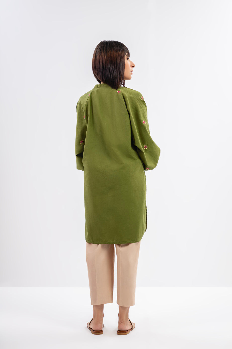 Dyed Embroidered Dobby Kurti