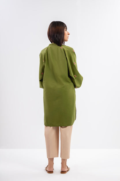 Dyed Embroidered Dobby Kurti