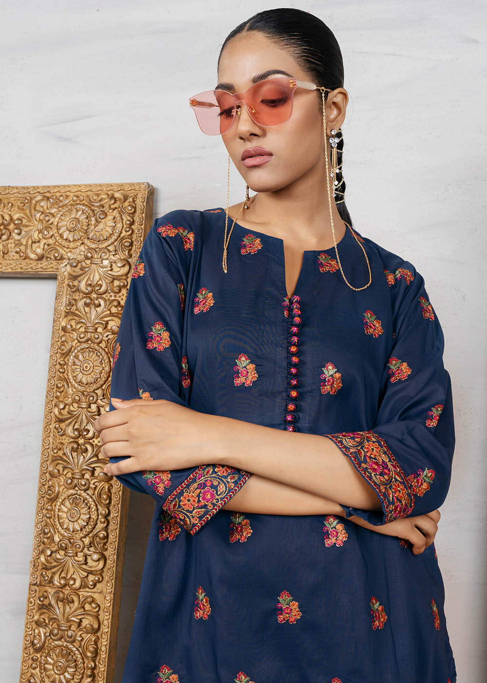 2 Pc Embroidered Cambric Outfit