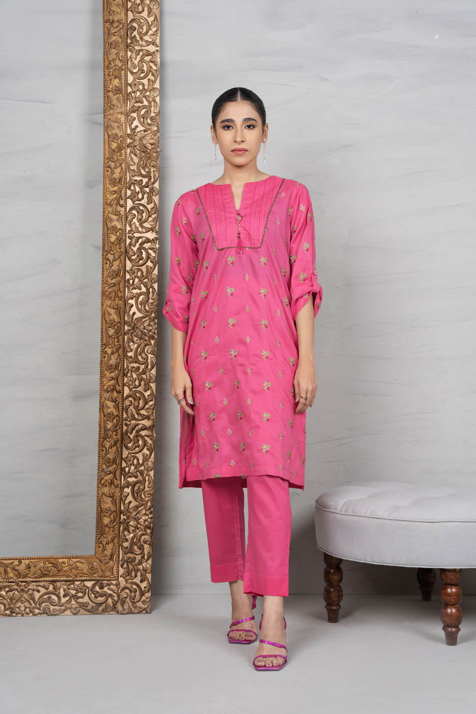 2 Pc Embroidered Cambric Outfit