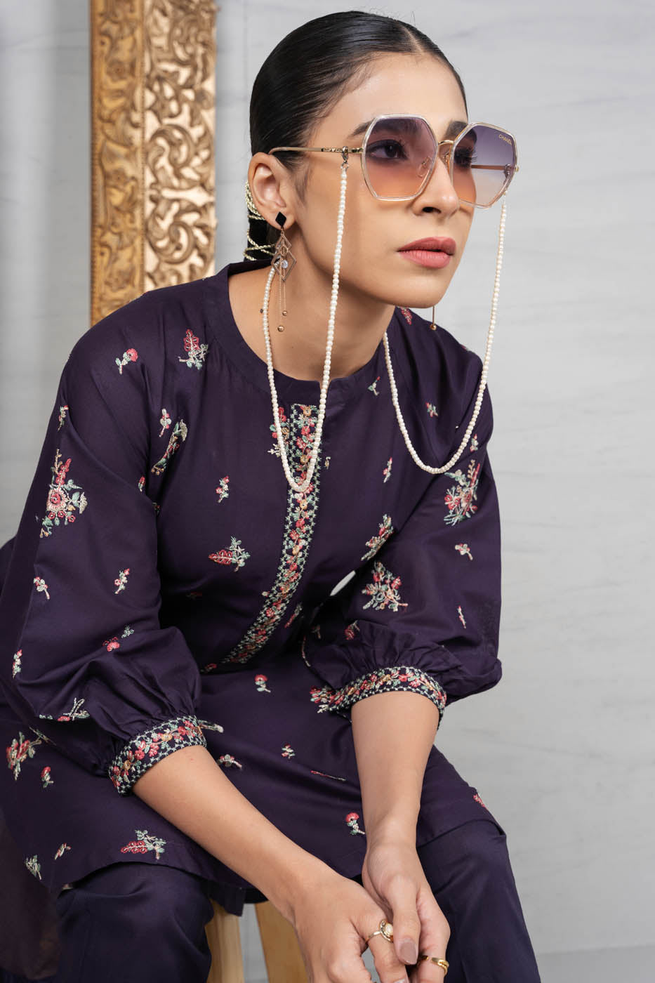 2 Pc Embroidered Cambric Outfit
