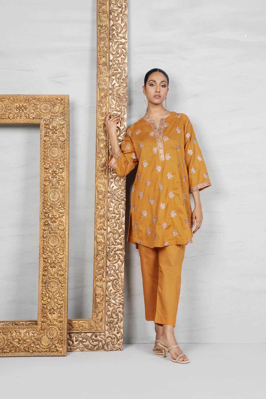 2 Pc Embroidered Cambric Outfit