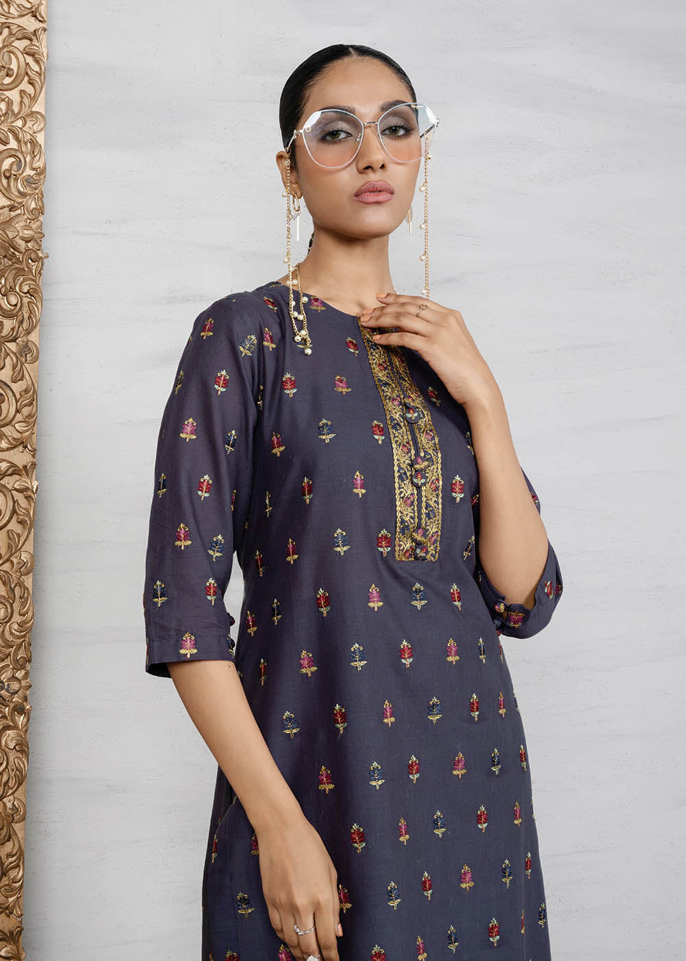 2 Pc Embroidered Cambric Outfit