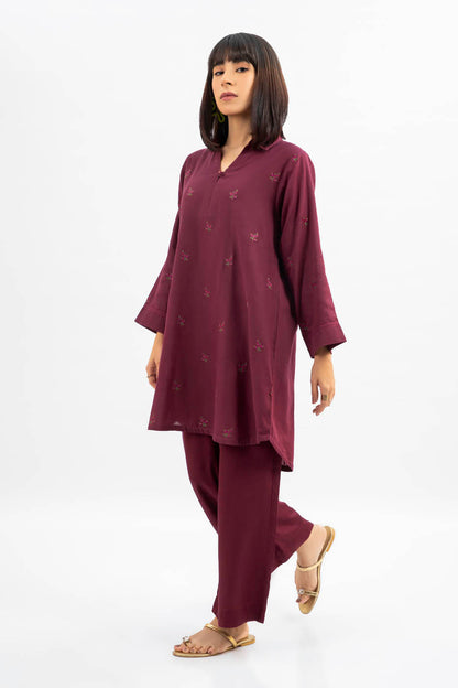 2 Pc Embroidered Cotton Satin Outfit
