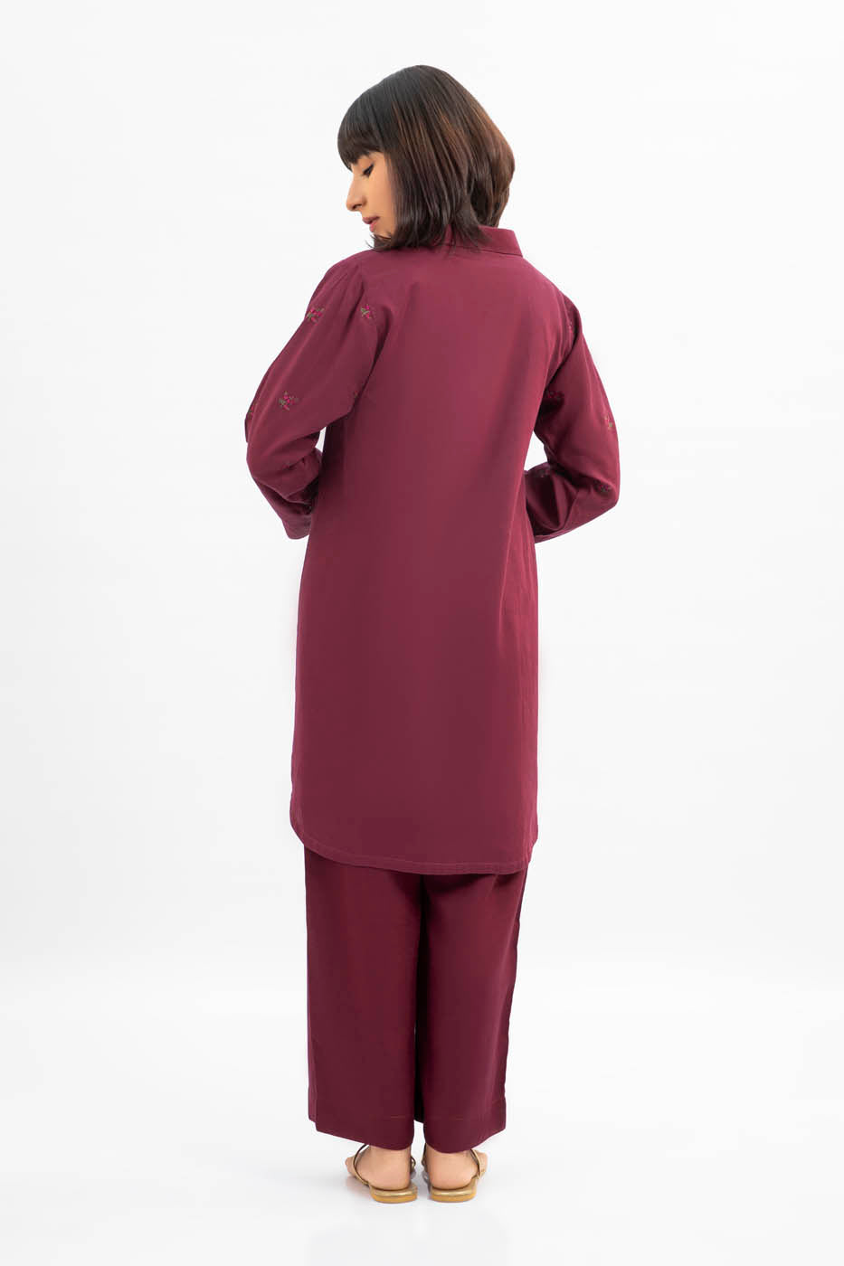 2 Pc Embroidered Cotton Satin Outfit