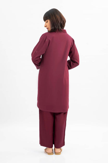 2 Pc Embroidered Cotton Satin Outfit