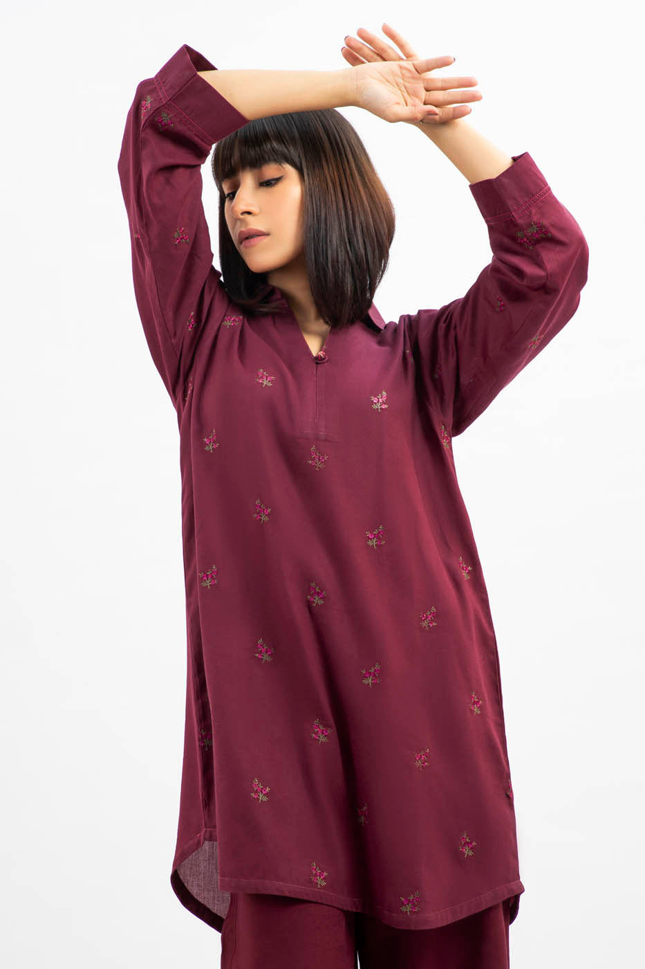 2 Pc Embroidered Cotton Satin Outfit
