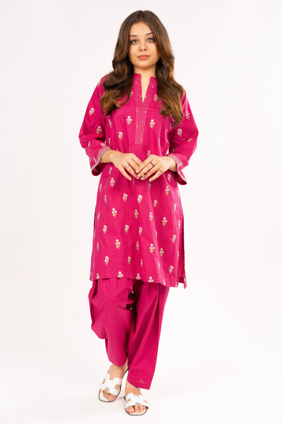 2 Pc Embroidered Jacquard Outfit