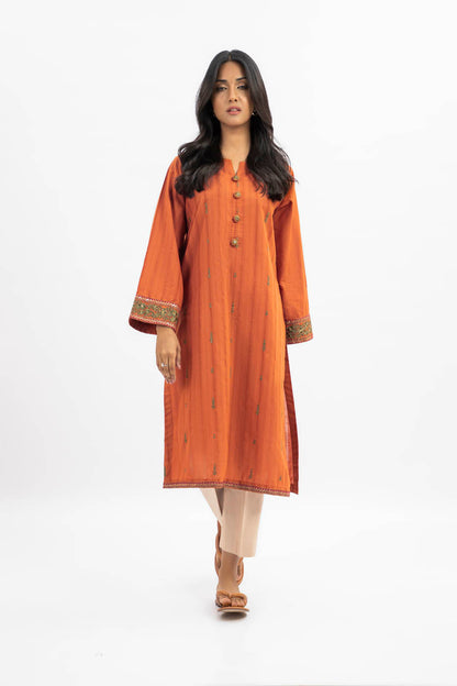 Dyed Embroidered Dobby Kurti