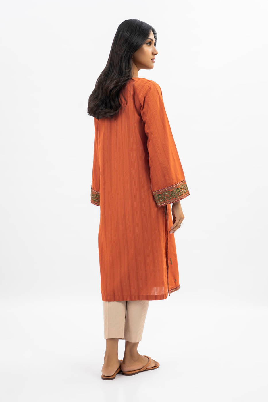 Dyed Embroidered Dobby Kurti