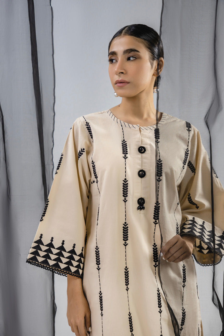 2 Pc Embroidered Dobby Outfit