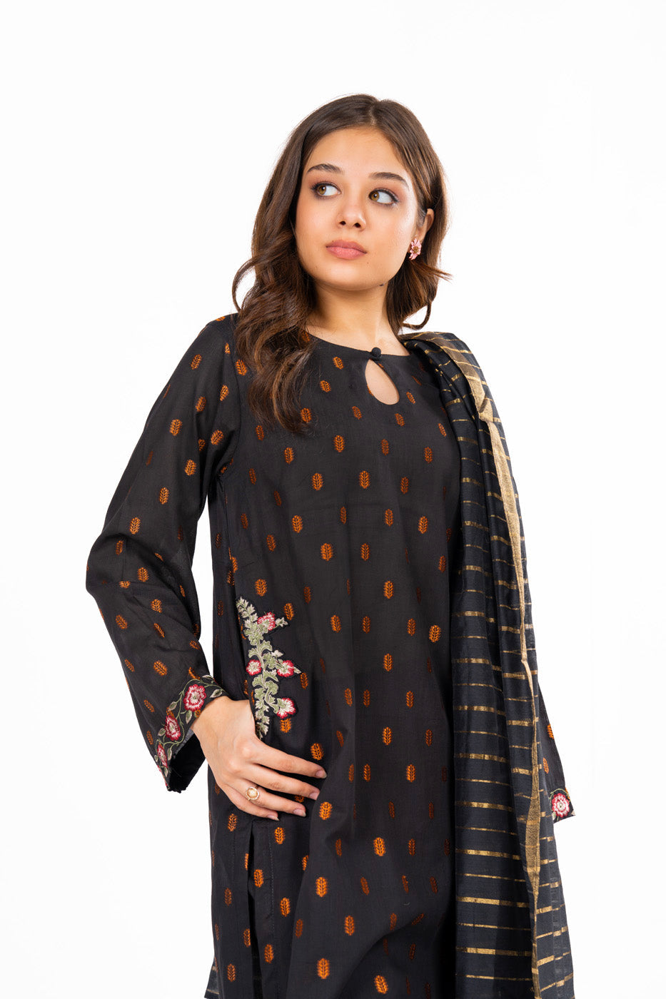 3 Pc Embroidered Jacquard Outfit