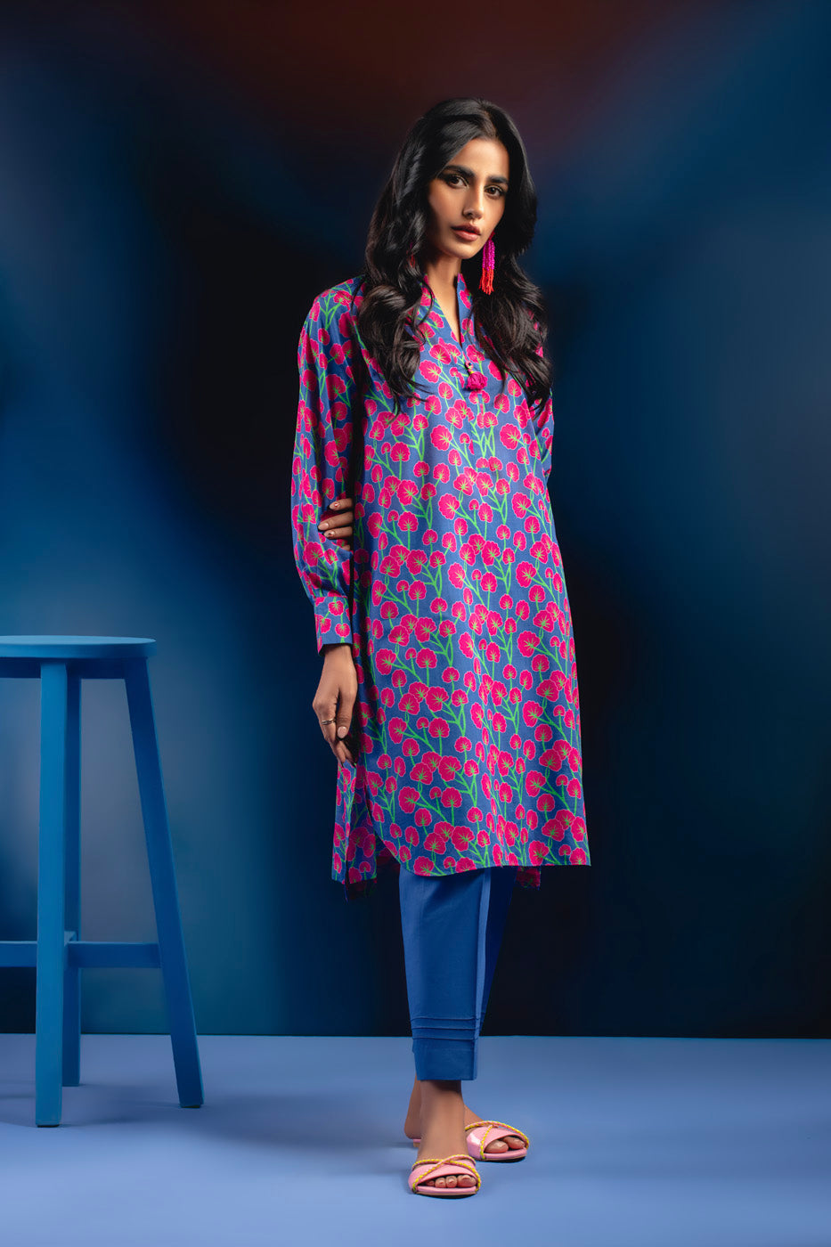 Printed Slub Lawn Kurti