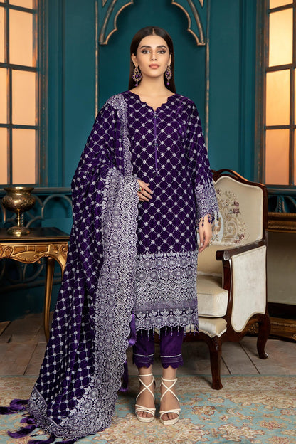 Adan's Libas - Clematis - Embroidered Velvet 3 piece