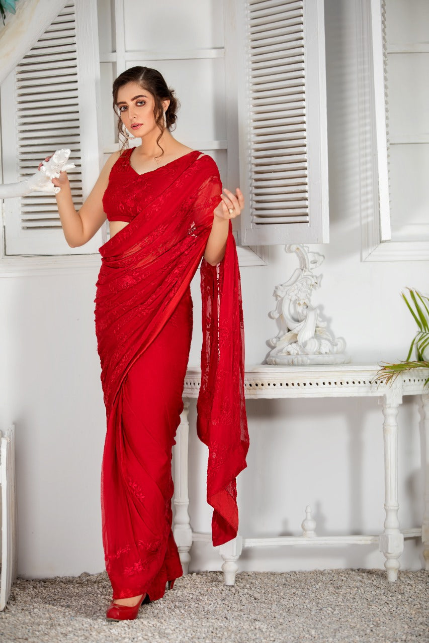 COARSE RED SAREE