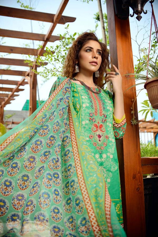 Adan's Libas - Cyanite - Printed and Embroidered Lawn