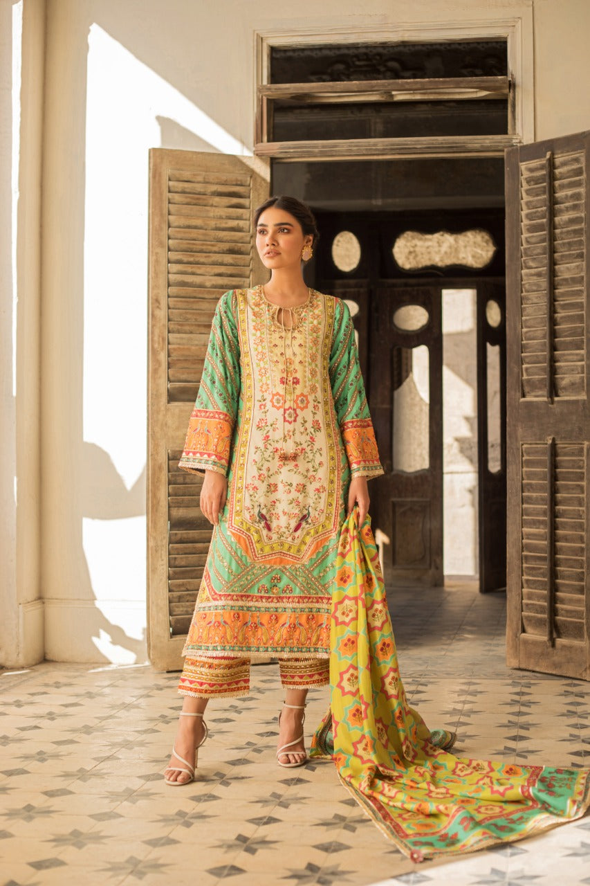 Celadon Rod Silk Kurta with Dupatta