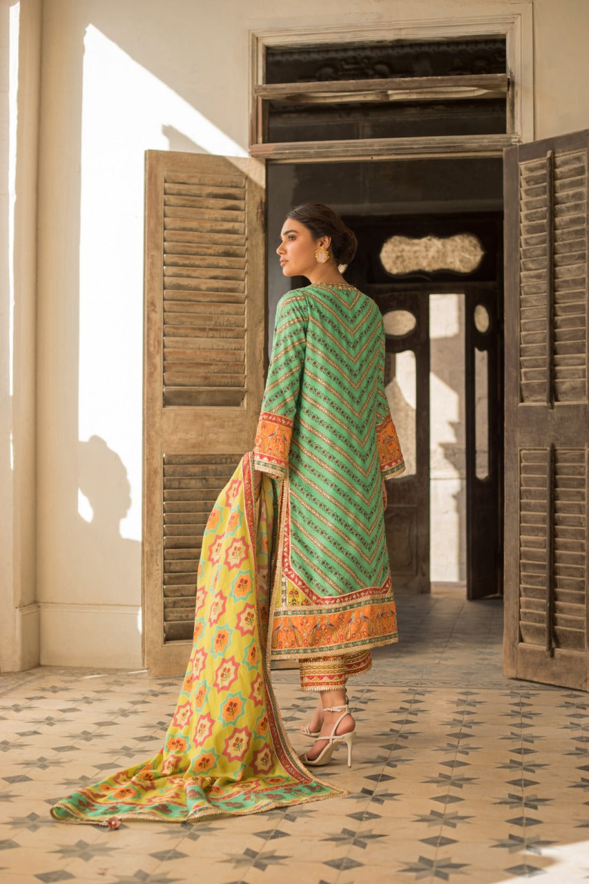 Celadon Rod Silk Kurta with Dupatta