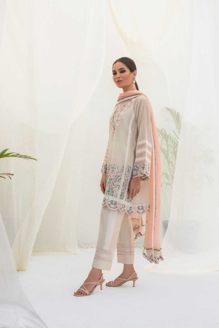 Ari Embroidered Woven Kurta And Trouser with Dupatta