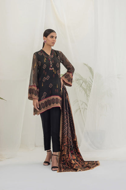 Digitally Printed Cotton Net Kurta with Dupatta