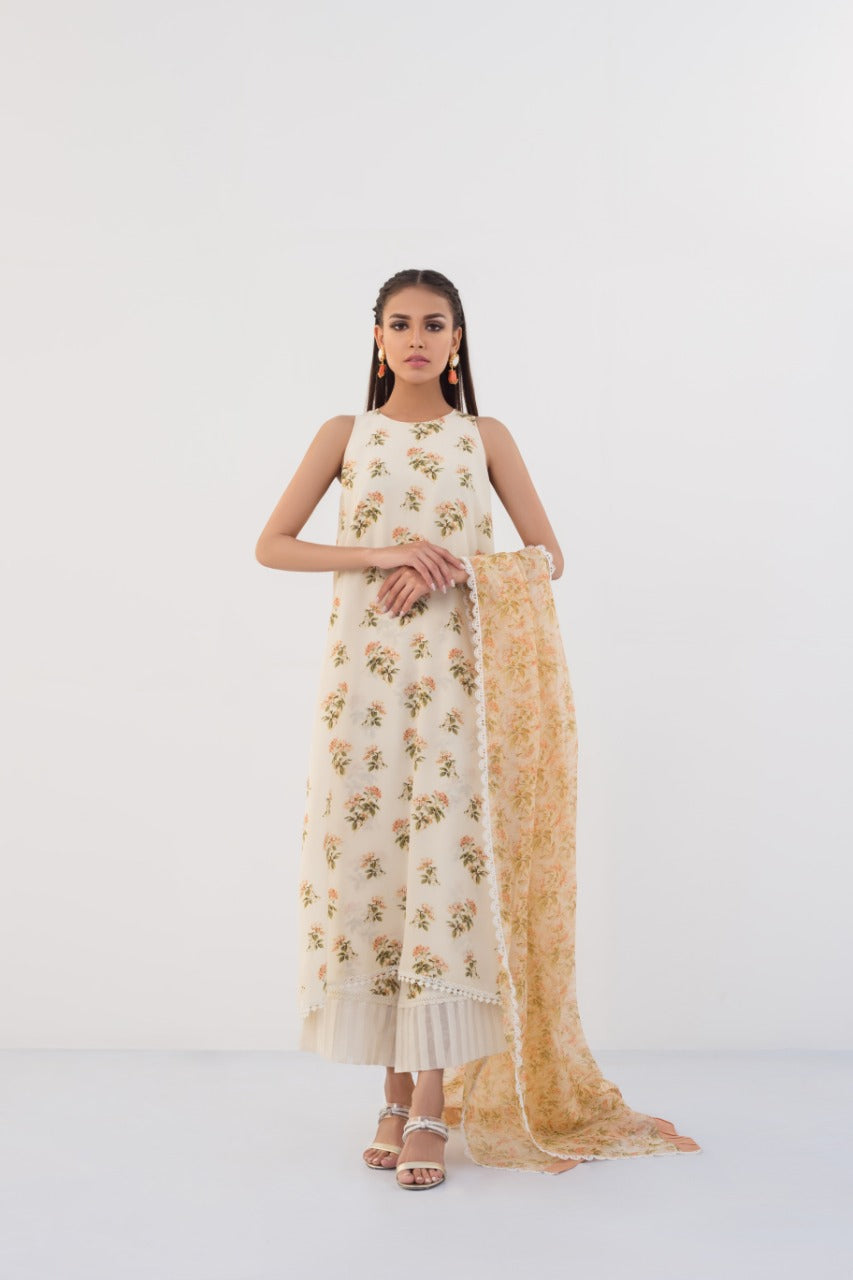 Digitally Printed Crepe Column Shirt And Izaar with Dupatta