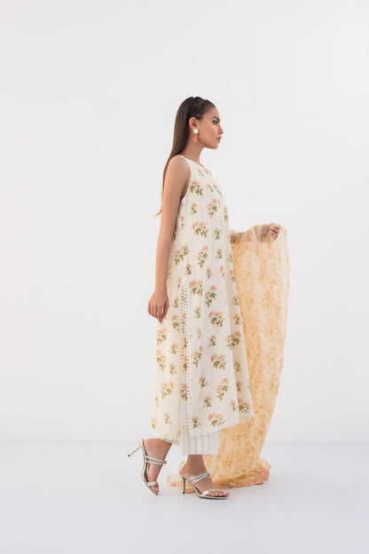 Digitally Printed Crepe Column Shirt And Izaar with Dupatta