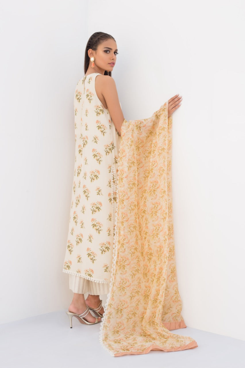 Digitally Printed Crepe Column Shirt And Izaar with Dupatta