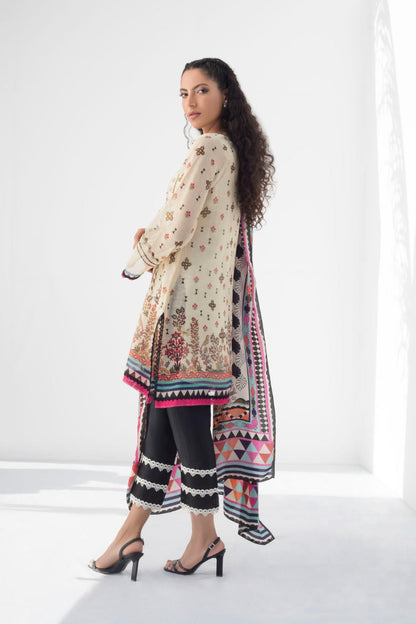 Embroidered Cotton Net Printed Kurta And Trouser with Dupatta