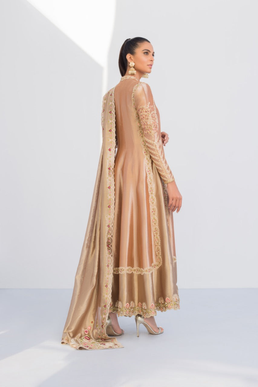 Tissue Embellished Rose Gold Peshwas