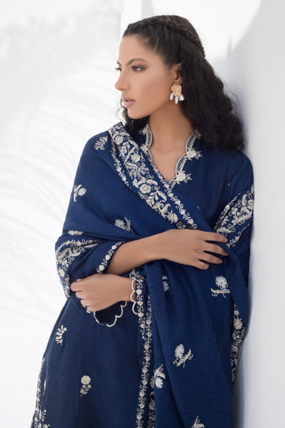 Embroidered Self Jamawar Kurta And Panwar with Dupatta