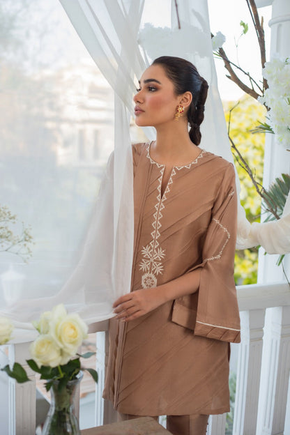 Pintex Detailing Raw Silk Kurta