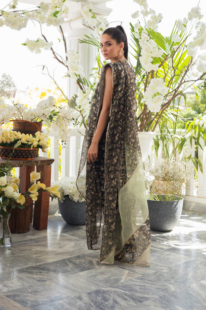 Hand Embellished Printed Draped Tunic With Trouser