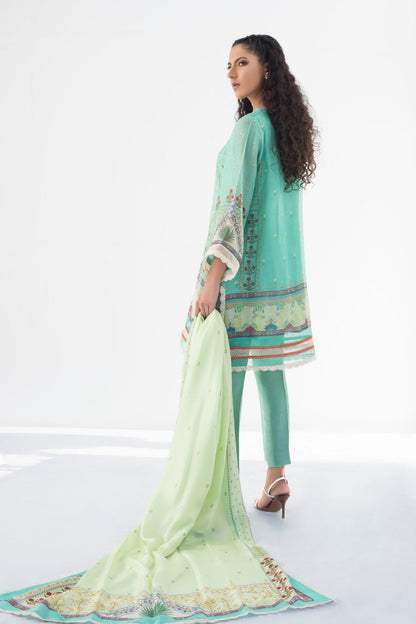 Cotton Net Open Shirt And Crop Trousers with Dupatta