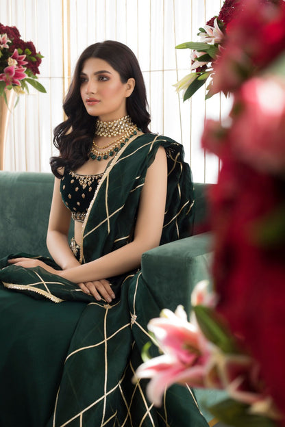 Emerald Choli With Khaddi Silk Lehnga