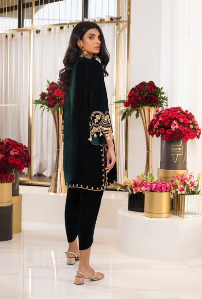 Emerald Front Open Kurta with Shalwar